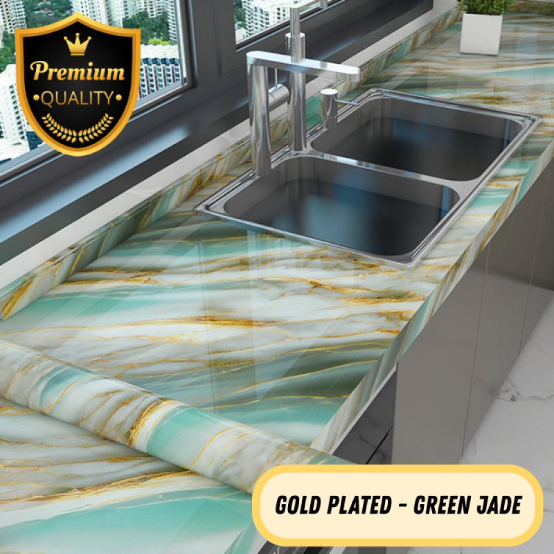 Kitchen Marble Sticker - Gold Plated Green Jade - 55/ctn - 60cm*2m