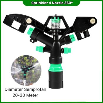 Sprinkler 4 Nozzle Mutar 360 Derajat 1 Inch Irigasi Taman Kebun Sprinkler 4 Nozzle Mutar 360 Derajat 1 Inch Irigasi Taman Kebun