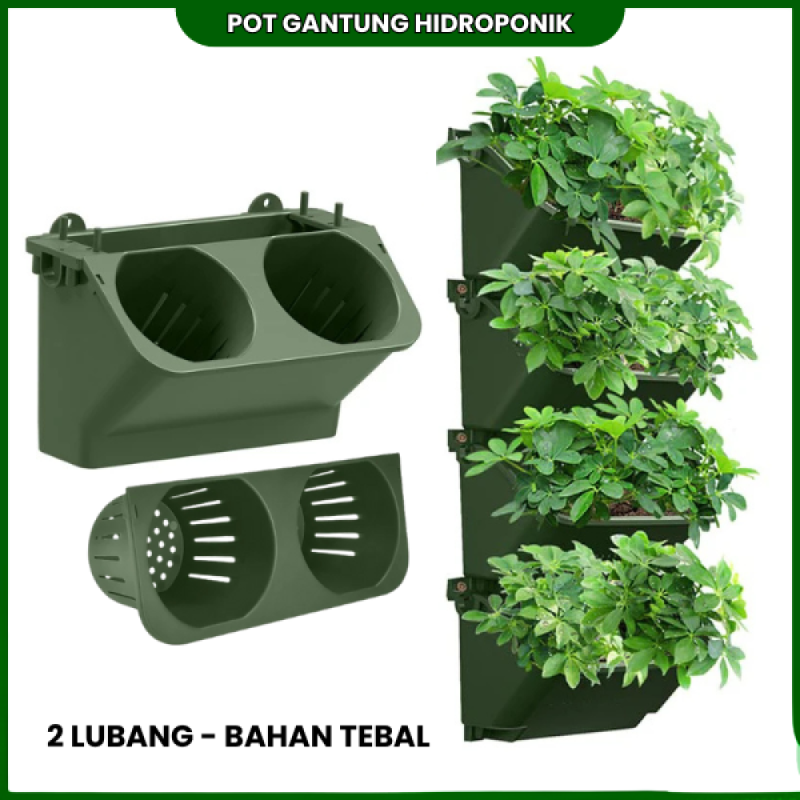 Pot Tanaman Gantung Dinding Tembok 2 Lubang