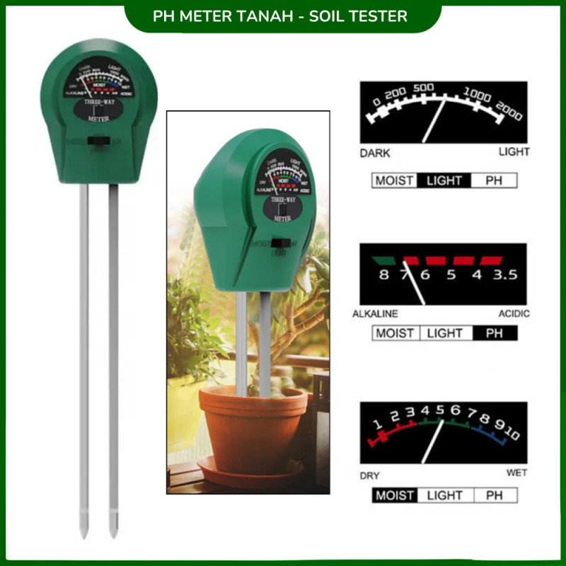 PH Meter Tanah - 3 Ways Soil Tester PH Meter Tanah - 3 Ways Soil Tester