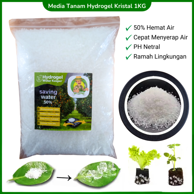 Hydrogel Super Kristal Media Tanam Hidrogel 1 KG Hydrogel Super Kristal Media Tanam Hidrogel 1 KG