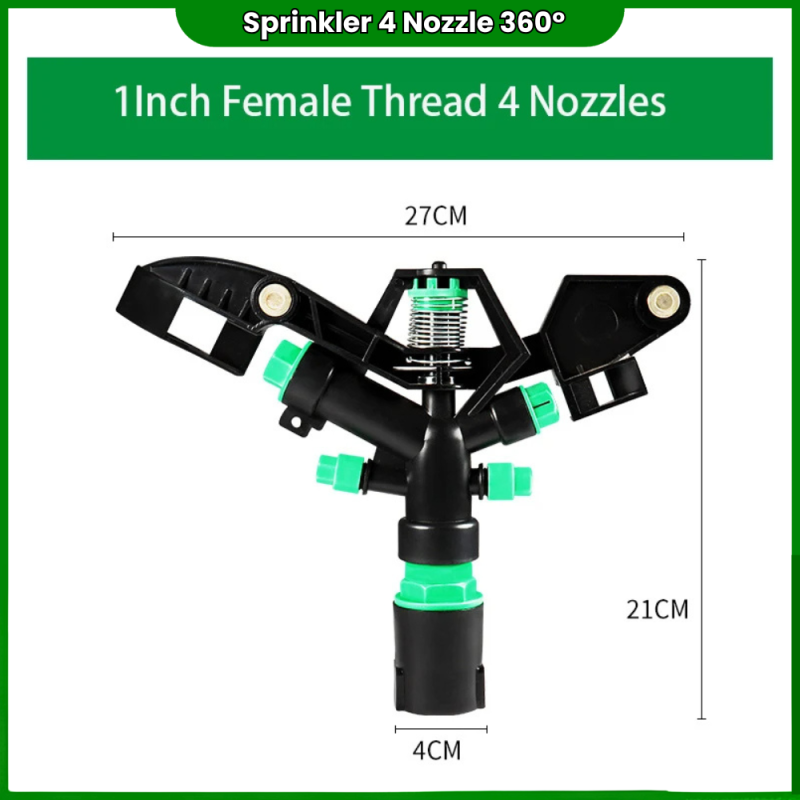 Sprinkler 4 Nozzle Mutar 360 Derajat 1 Inch Irigasi Taman Kebun Sprinkler 4 Nozzle Mutar 360 Derajat 1 Inch Irigasi Taman Kebun