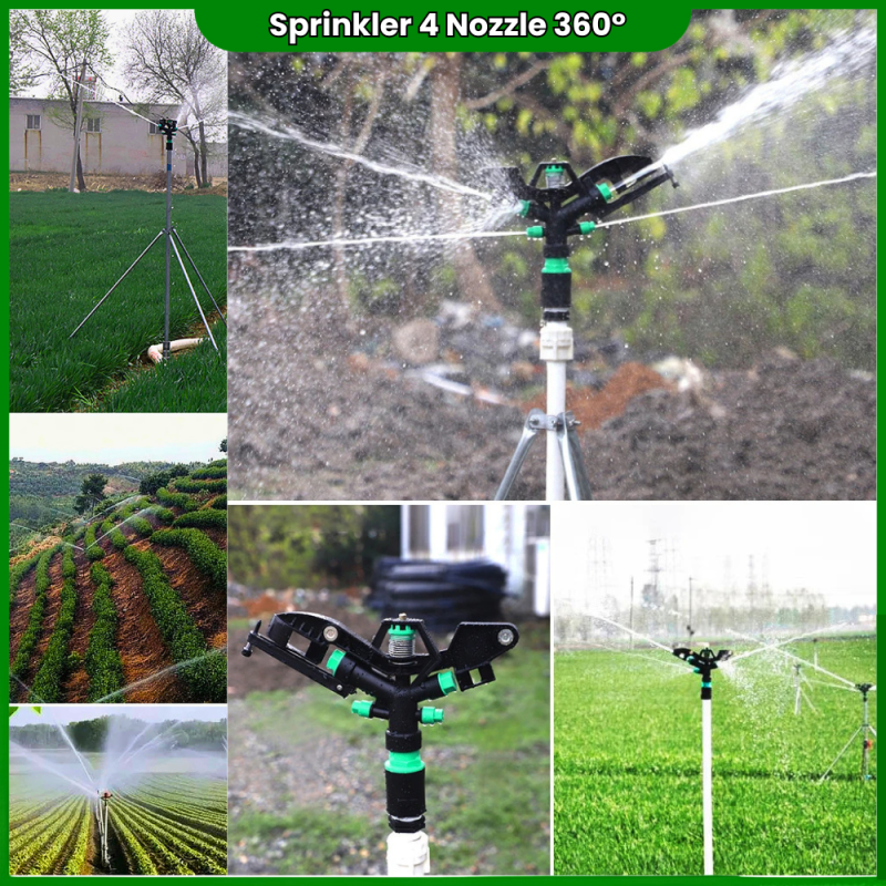 Sprinkler 4 Nozzle Mutar 360 Derajat 1 Inch Irigasi Taman Kebun Sprinkler 4 Nozzle Mutar 360 Derajat 1 Inch Irigasi Taman Kebun