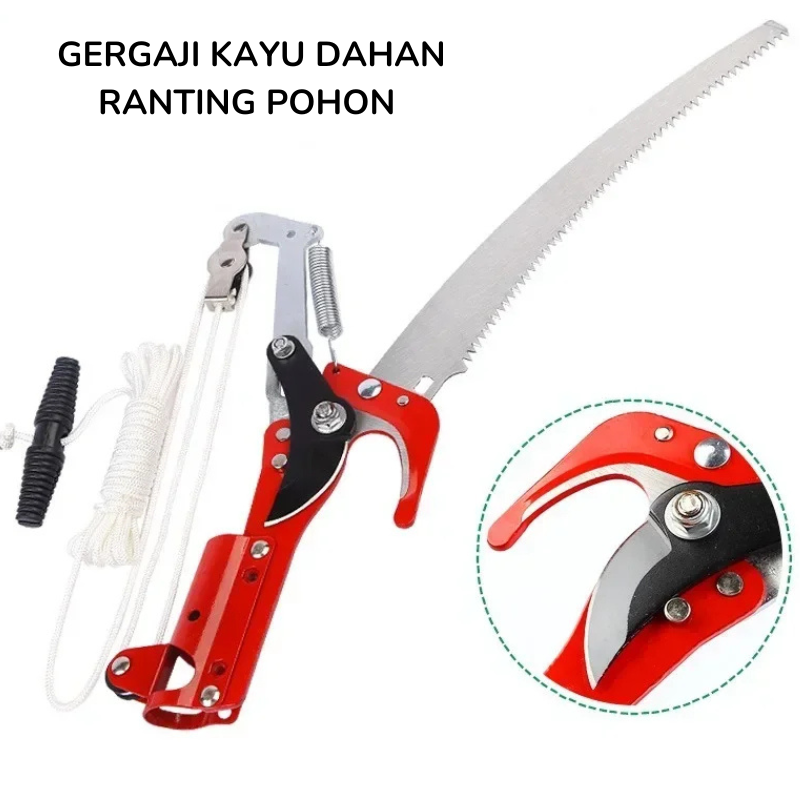 Tongkat Gergaji Ranting Pohon Teleskopik Gunting Dahan Panjang 3 Meter Tongkat Gergaji Ranting Pohon Teleskopik Gunting Dahan Panjang 3 Meter