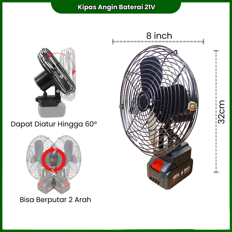 Kipas Angin Baterai 8 inch Kipas Angin Baterai 8 inch