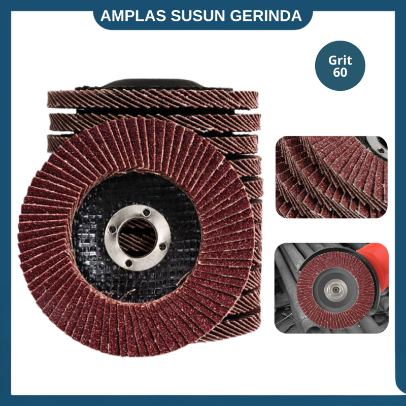 Mata gerinda amplas susun Snding Flap Gerinda 4 inch Grit 60 Mata gerinda amplas susun Snding Flap Gerinda 4 inch Grit 60