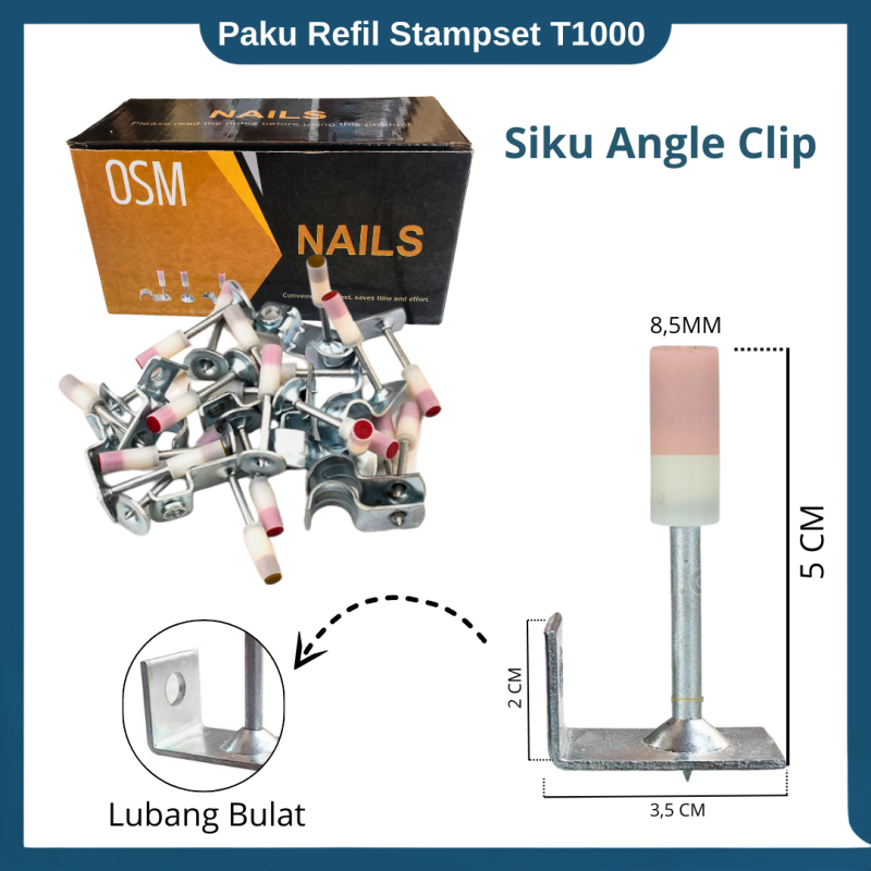Paku Angle Clip Stampset T1000 8 mm Siku L 100 Pcs Paku Angle Clip Stampset T1000 8 mm Siku L 100 Pcs