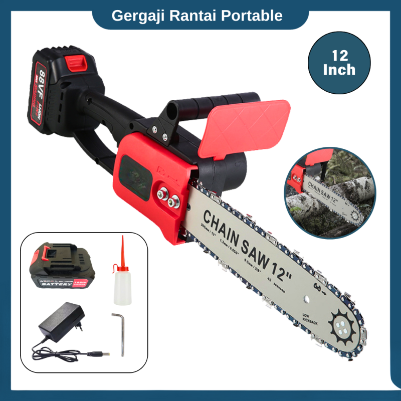Gergaji rantai 12 inch portable gergaji potong kayu 21 volt Gergaji rantai 12 inch portable gergaji potong kayu 21 volt