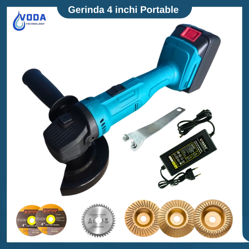 Mesin Gerinda Tangan Elektrik Tanpa Kabel 4 inchi Baterai 18 Volt Mesin Gerinda Tangan Elektrik Tanpa Kabel 4 inchi Baterai 18 Volt