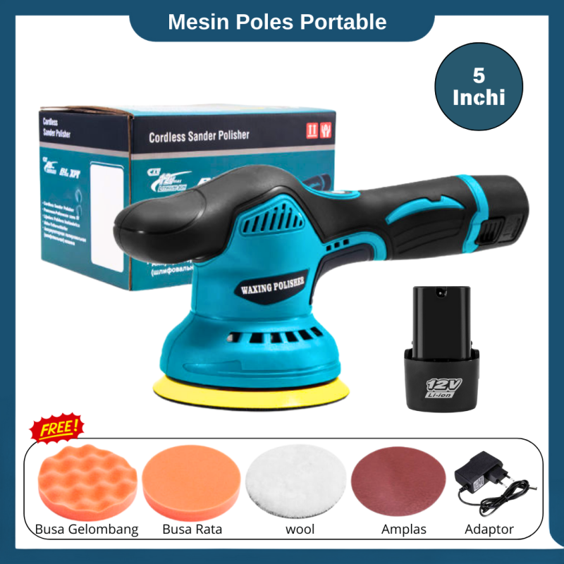 Mesin poles amplas baterai 12 volt polisher 5 inch portable Mesin poles amplas baterai 12 volt polisher 5 inch portable
