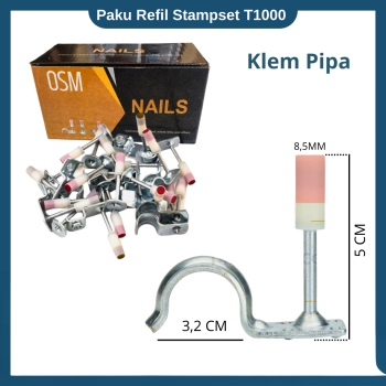 Paku Klem Pipa 1 inci Stampset T1000 8 mm 60 pcs Paku Klem Pipa 1 inci Stampset T1000 8 mm 60 pcs