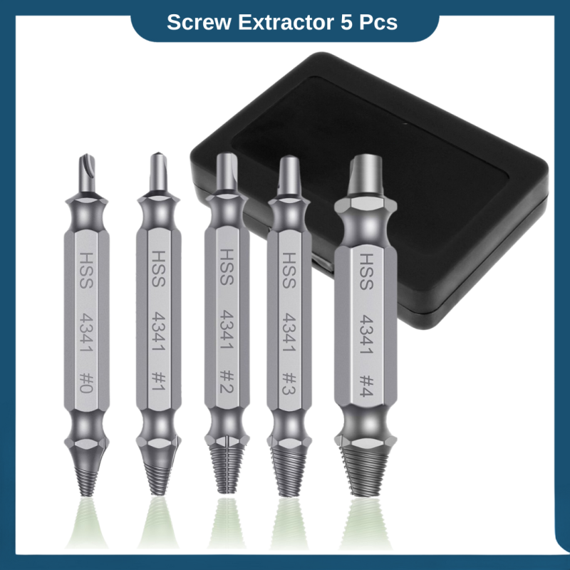 Screw Extractor pembuka sekrup rusak 5 pcs Screw Extractor pembuka sekrup rusak 5 pcs