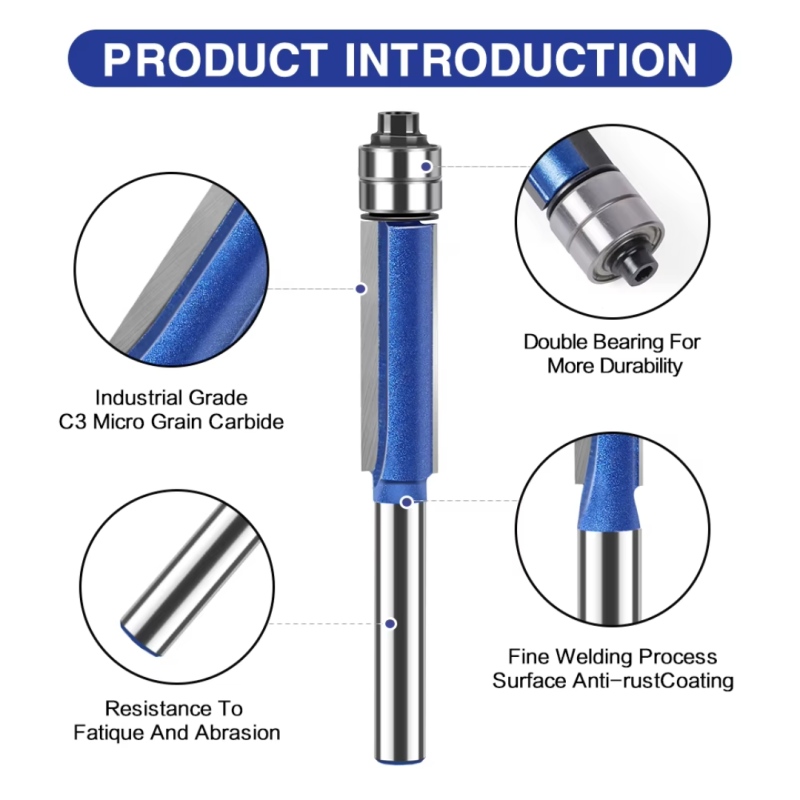 Mata Trimmer kayu double bearing flush trim 1/4 shank Mata Trimmer kayu double bearing flush trim 1/4 shank