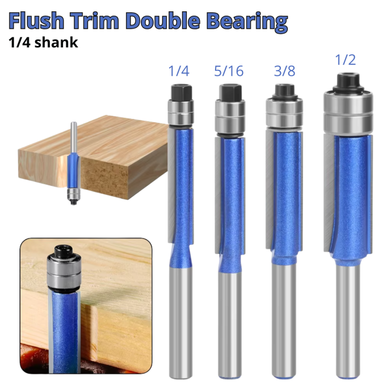 Mata Trimmer kayu double bearing flush trim 1/4 shank Mata Trimmer kayu double bearing flush trim 1/4 shank