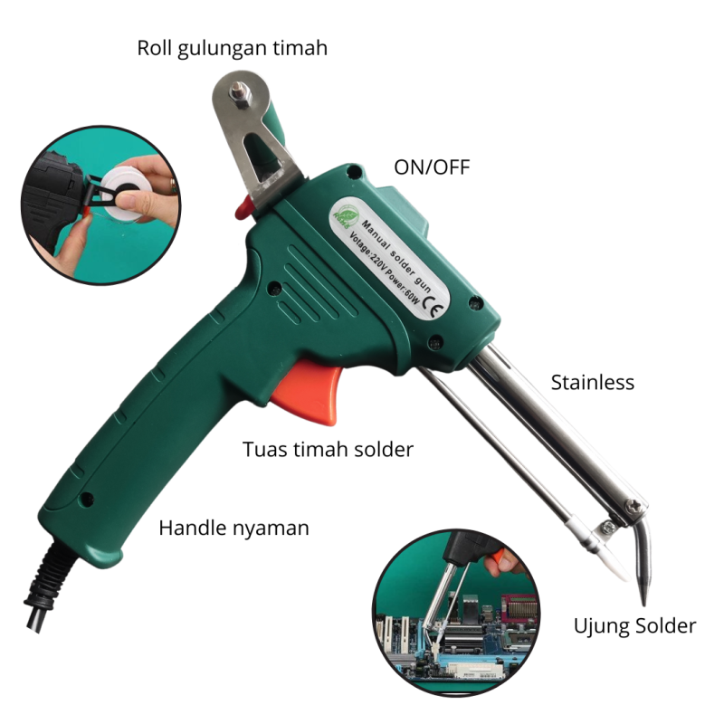 Solder timah otomatis 60 watt soldering iron 220 volt Solder timah otomatis 60 watt soldering iron 220 volt