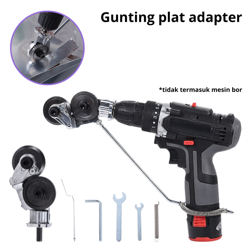Gunting plat besi adapter bor pemotong seng alumunium holo spandek Gunting plat besi adapter bor pemotong seng alumunium holo spandek