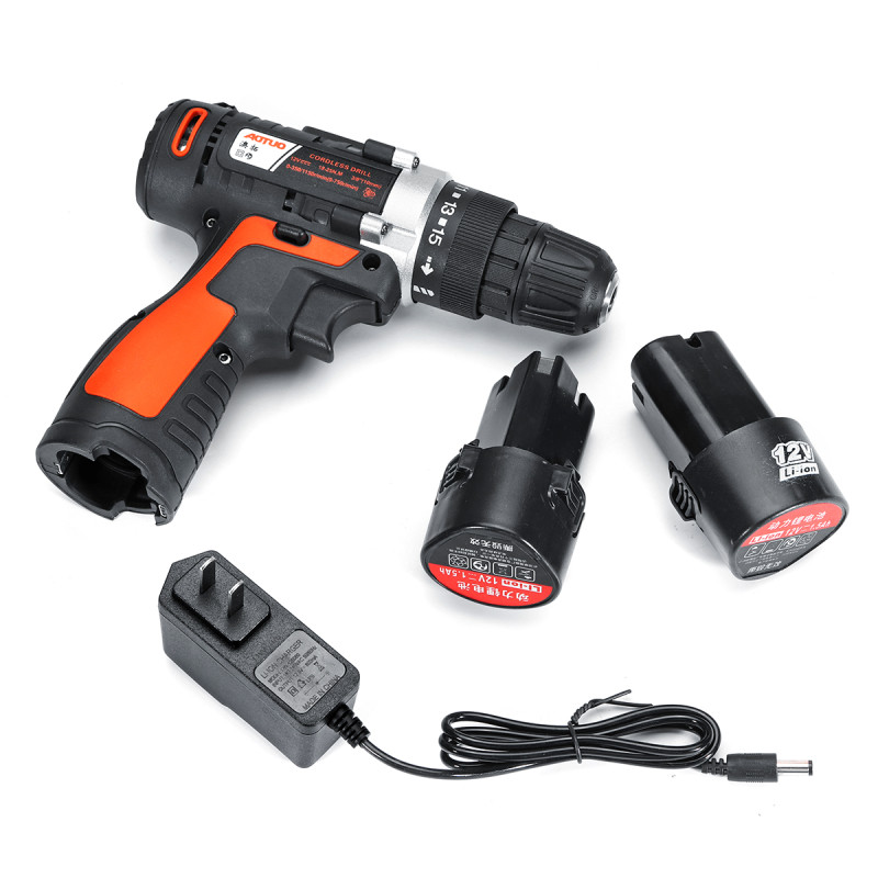 Bor baterai 12 Volt AOTUO Bor obeng cas 2 baterai Bor baterai 12 Volt AOTUO Bor obeng cas 2 baterai