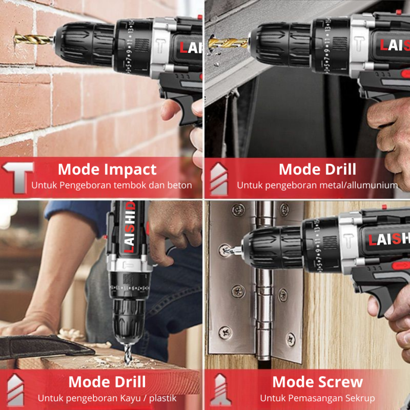 Bor Baterai 21 volt Lengkap Mesin Bor Portable obeng drill lengkap koper Bor Baterai 21 volt Lengkap Mesin Bor Portable obeng drill lengkap koper