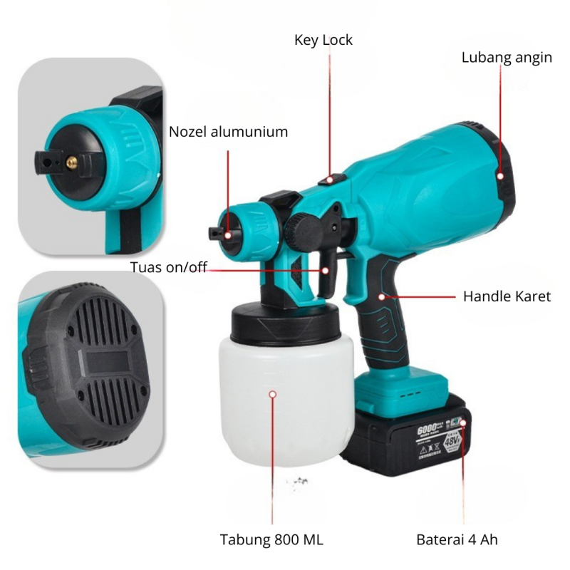 Spray paint kompresor semprotan cat baterai 21 volt alat semprot cat portable Spray paint kompresor semprotan cat baterai 21 volt alat semprot cat portable