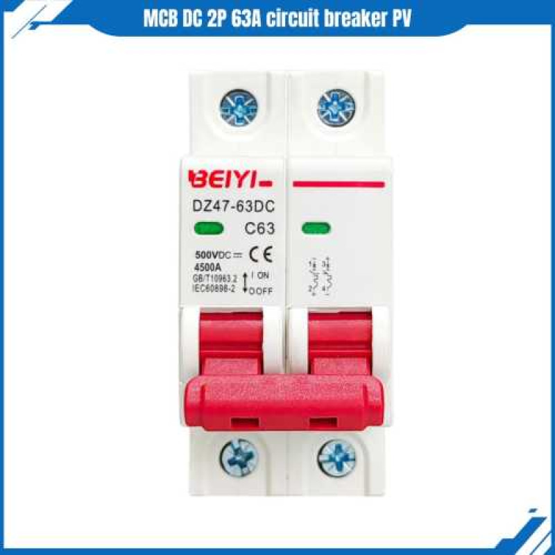 MCB DC 2P 500V 32A BEIYI DZ47-63DC 4500A Circuit Breaker Solar Panel PV MCB DC 2P 500V 32A BEIYI DZ47-63DC 4500A Circuit Breaker Solar Panel PV