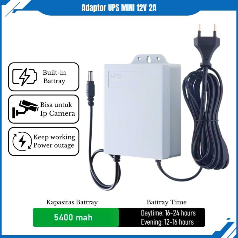 Adaptor Mini UPS 12V 2A backup Router Modem CCTV 5400mAh Adaptor Mini UPS 12V 2A backup Router Modem CCTV 5400mAh