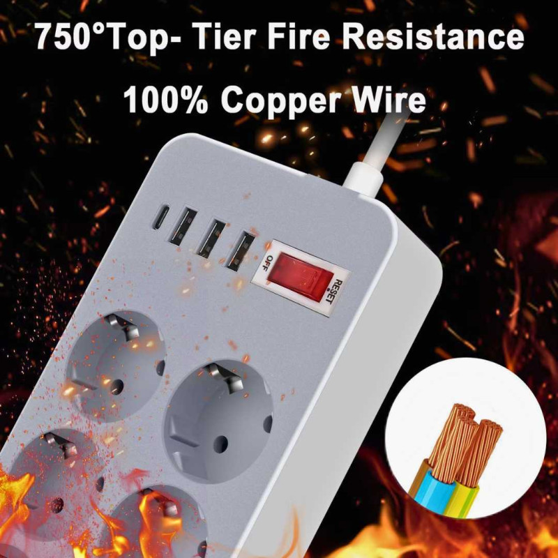 Stop Kontak Listrik USB Serbaguna 6 Lubang Colokan Listrik 3 USB Port 1 Tipe C 2.1A Kabel 180cm Stop Kontak Listrik USB Serbaguna 6 Lubang Colokan Listrik 3 USB Port 1 Tipe C 2.1A Kabel 180cm