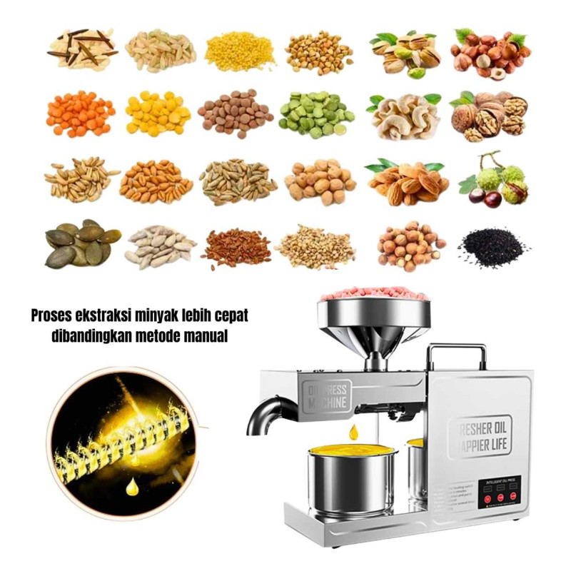 Mesin Press Oil Minyak Biji Bijian Kacang Otomatis Mesin Penghasil minyak Digital Stainless Steel Mesin Press Oil Minyak Biji Bijian Kacang Otomatis Mesin Penghasil minyak Digital Stainless Steel