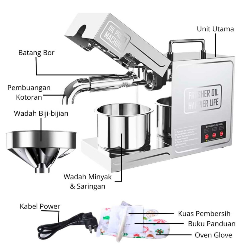 Mesin Press Oil Minyak Biji Bijian Kacang Otomatis Mesin Penghasil minyak Digital Stainless Steel Mesin Press Oil Minyak Biji Bijian Kacang Otomatis Mesin Penghasil minyak Digital Stainless Steel