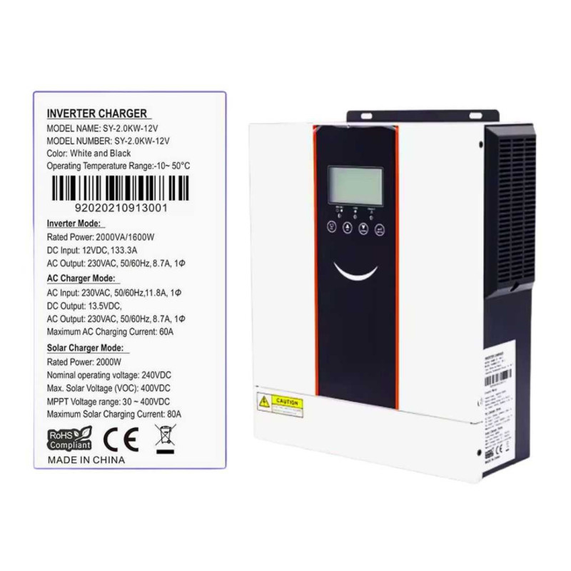 Inverter Hybrid 24V 3200VA 3000W Solar Charger Inverter MPPT SCC AC Charger 80A Inverter Hybrid 24V 3200VA 3000W Solar Charger Inverter MPPT SCC AC Charger 80A