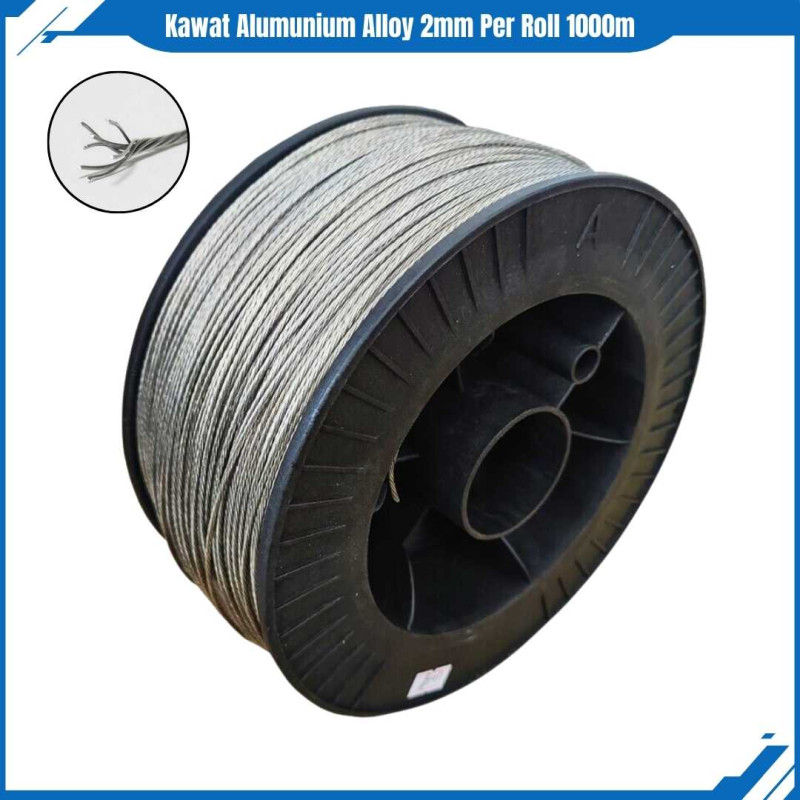 Kawat Alloy Wire Untuk Pagar Listrik 2mm anti karat 1 Roll 1000m Kawat Alloy Wire Untuk Pagar Listrik 2mm anti karat 1 Roll 1000m