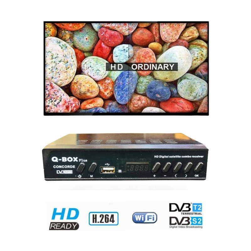 Q-BOX Set Top Box Digital Combo DVB S2+T2 Super HD Support Parabola Q-BOX Set Top Box Digital Combo DVB S2+T2 Super HD Support Parabola