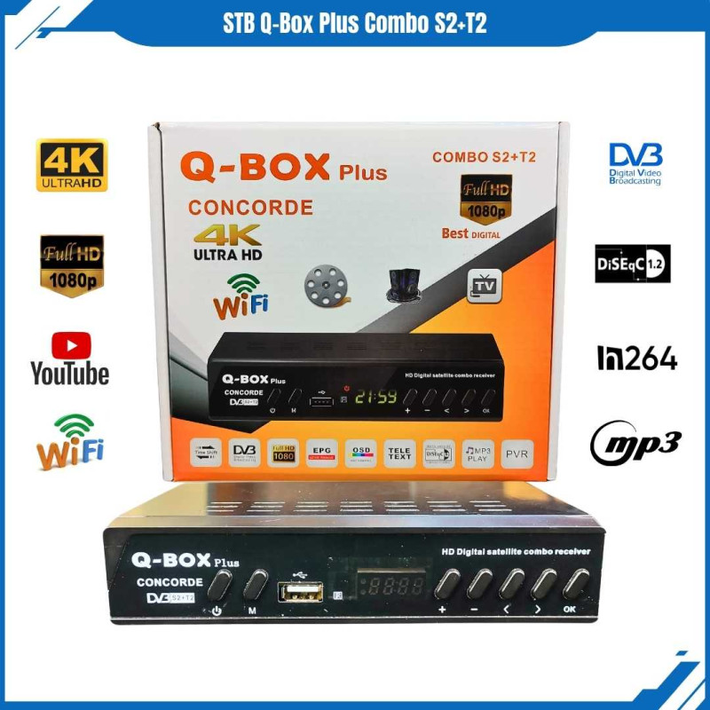 Q-BOX Set Top Box Digital Combo DVB S2+T2 Super HD Support Parabola Q-BOX Set Top Box Digital Combo DVB S2+T2 Super HD Support Parabola
