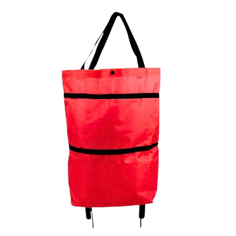 Tas Belanja Lipat Troli Roda Serbaguna Merah Tas Belanja Lipat Troli Roda Serbaguna Merah