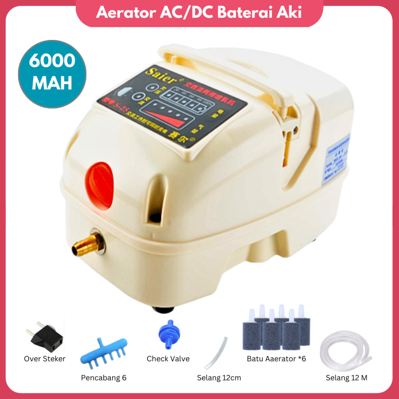 Pompa Aerator AC DC Baterai 6000 mAh Pompa Aerator AC DC Baterai 6000 mAh