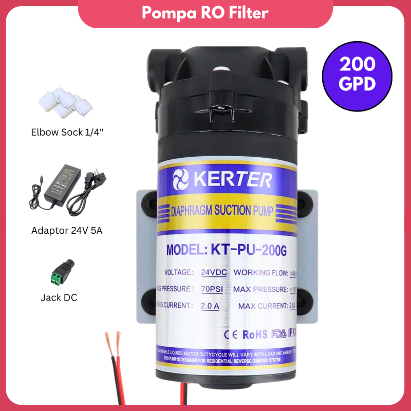 Pompa RO Reverse Osmosis 200 GPD Pompa Filter Air RO Pump Pompa RO Reverse Osmosis 200 GPD Pompa Filter Air RO Pump
