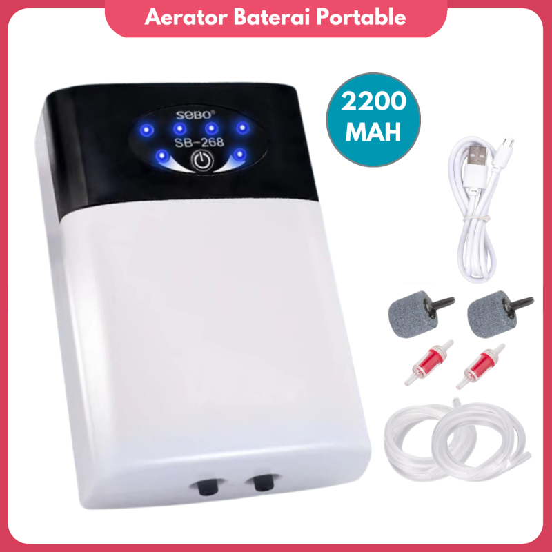Pompa Aerator Akuarium AC DC Hybrid Air Pump Pompa Aerator Akuarium AC DC Hybrid Air Pump