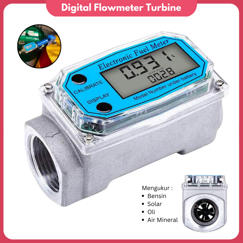 Alat Ukur Debit Cairan Digital Flowmeter Turbine BBM Fuel Meter Alat Ukur Debit Cairan Digital Flowmeter Turbine BBM Fuel Meter