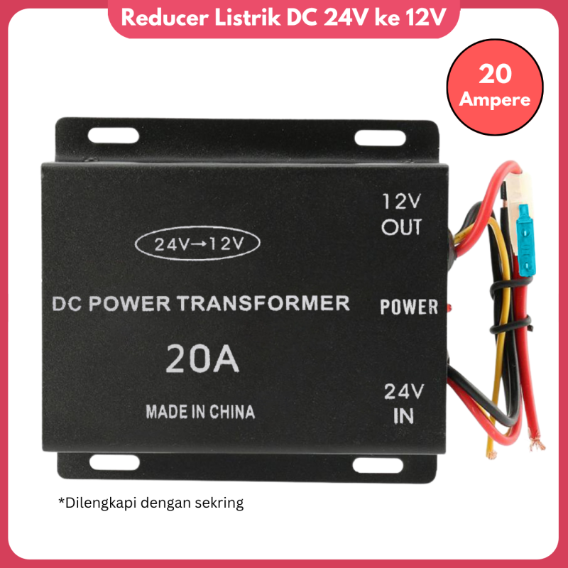 Penurun Voltase DC 24V ke DC 12V Voltage Reducer Step Down Tegangan 20 Ampere