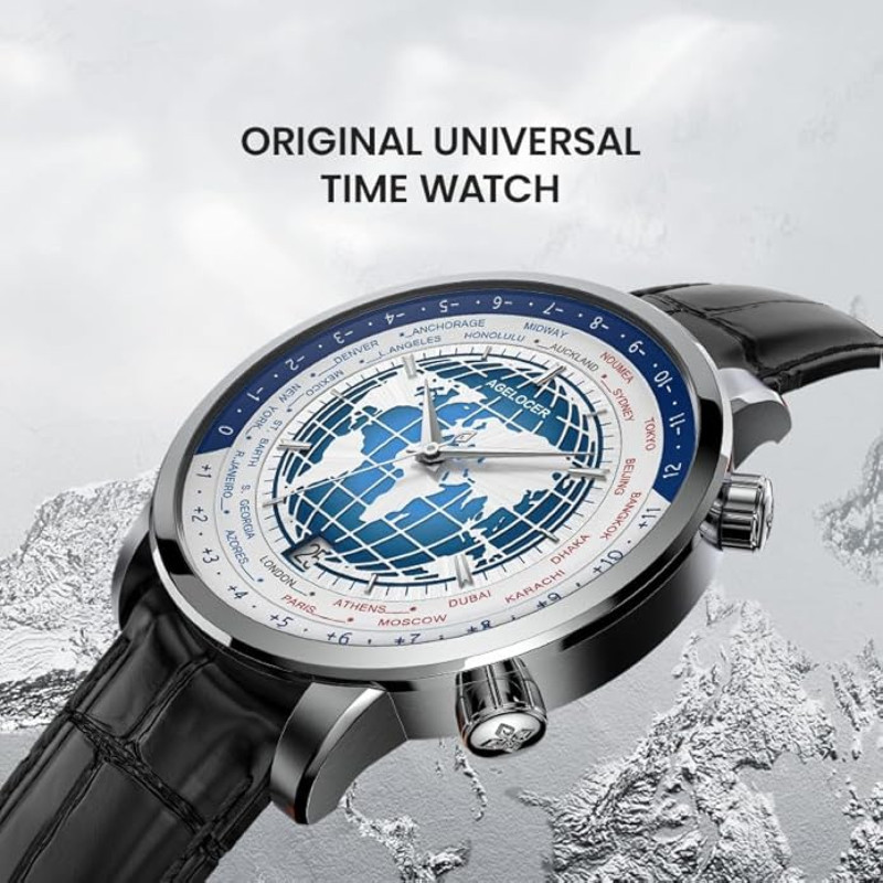 Watch - AGELOCER- World Time 5201A1 -Silver Watch - AGELOCER- World Time 5201A1 -Silver