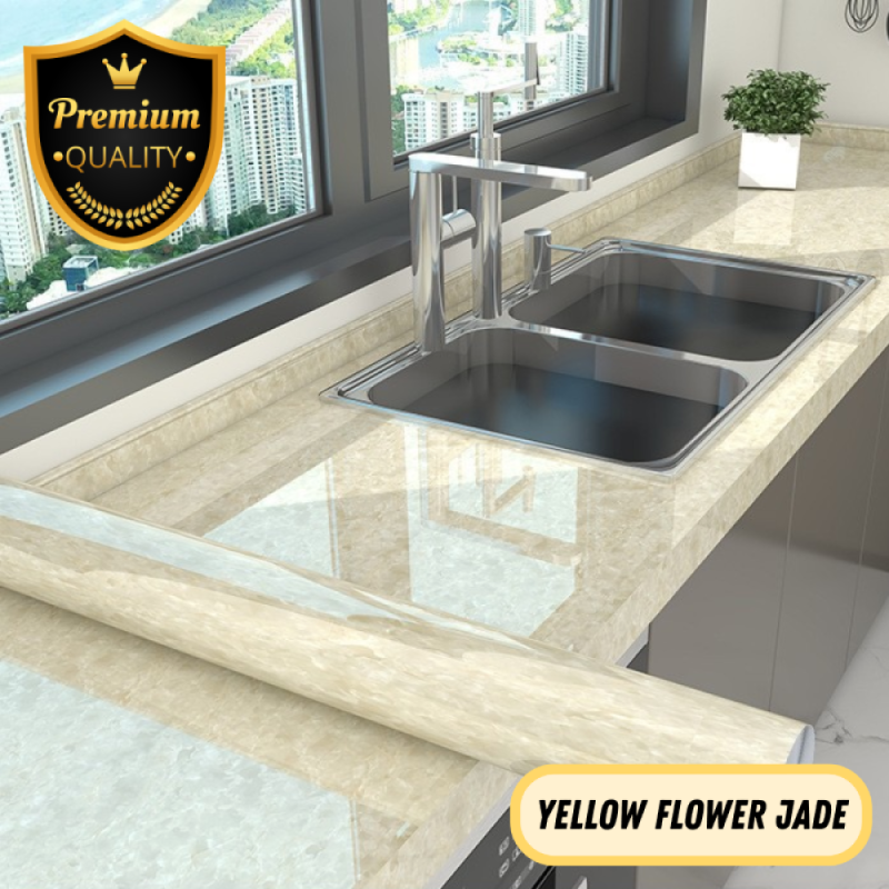 Kitchen Marble Sticker - Yellow Flower Jade  - 25/ctn - 80cm*300cm*0,14mm