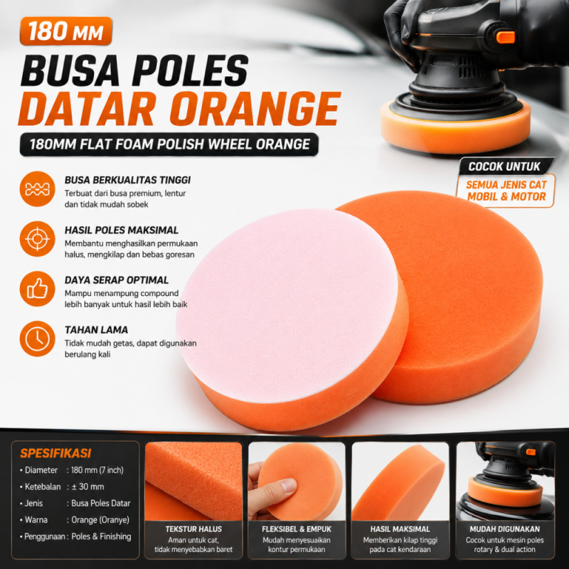 Busa Poles Tipe Flat/Datar Oranye - 7