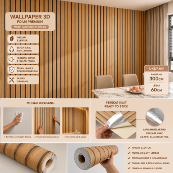 Wallpaper Foam 3D - Coklat Cream - 60cm*3m