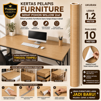 Kertas Sticker Furniture PVC - Serat Pohon Willow 2nd (1.2m*10m)