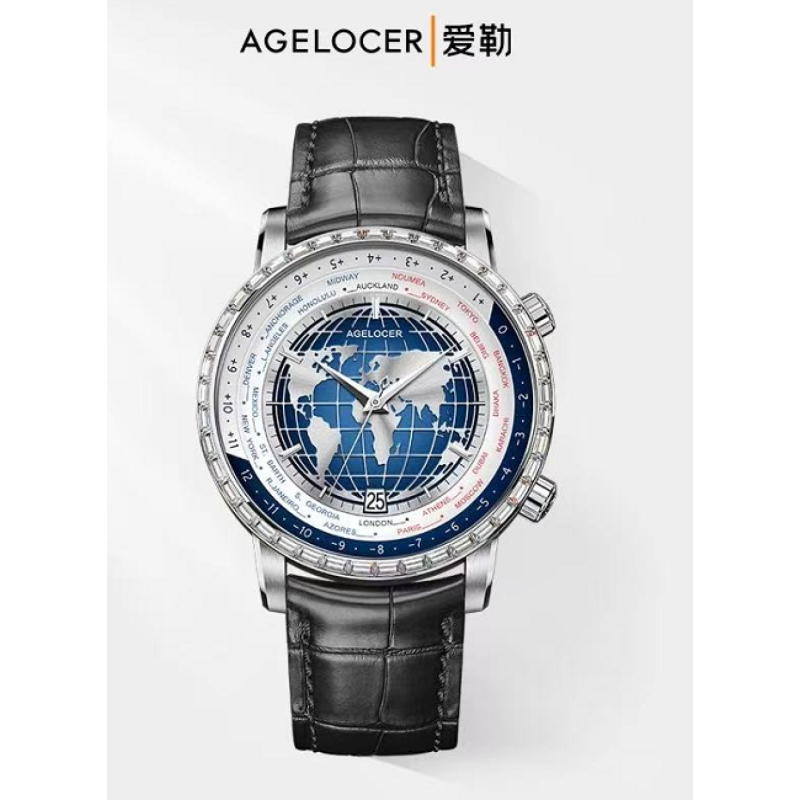 Watch - AGELOCER- wold time 5201E1 -Silver Watch - AGELOCER- wold time 5201E1 -Silver
