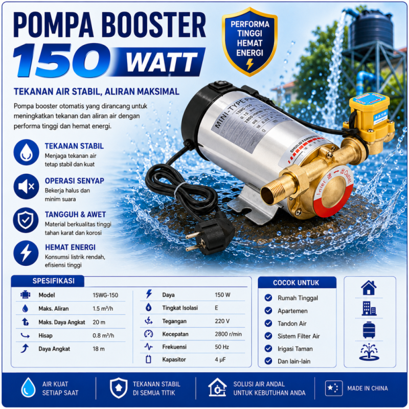 Pompa Booster Pump 150W AC 220V