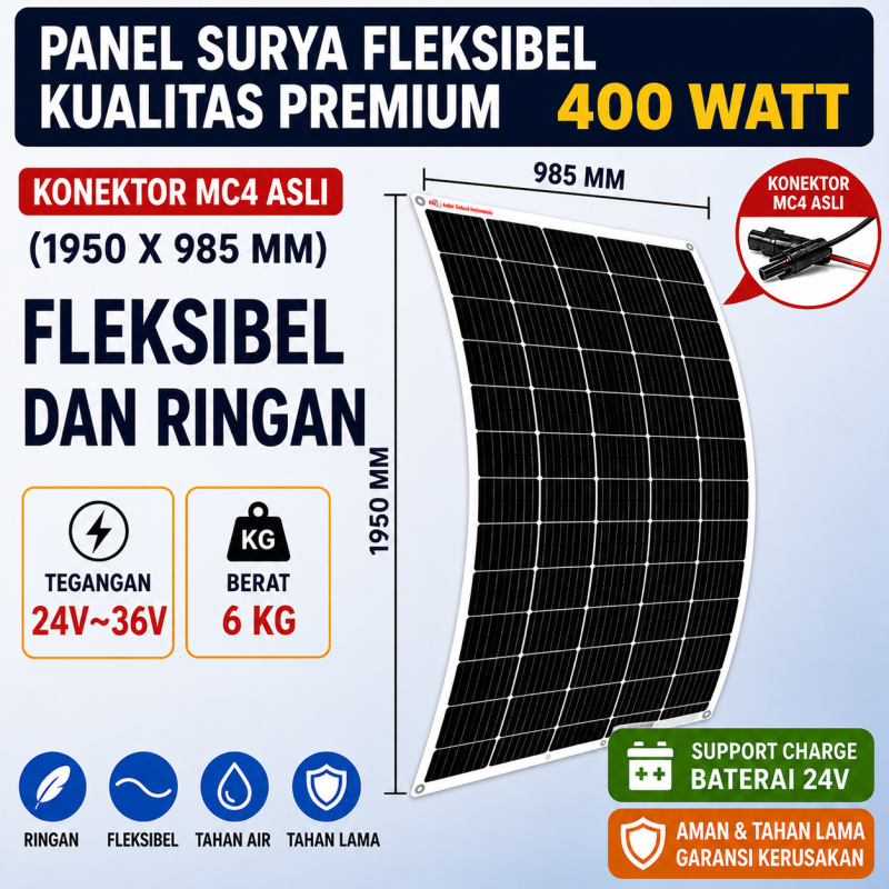 Flexible Solar Panel Surya 24V~36V 400WP