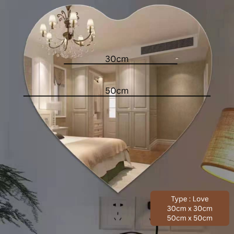 Acrylic mirror wall sticker 30*30*1.5mm (Love Type) Acrylic mirror wall sticker 30*30*1.5mm (Love Type)