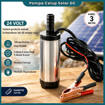 Pompa DC 24V + Jepit Buaya/Capitan Aki