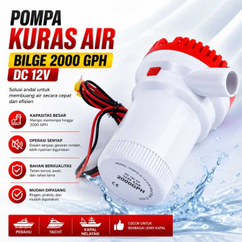 Pompa Kuras Air - Bilge 2000 GPH DC 12V
