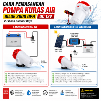Pompa Kuras Air - Bilge 2000 GPH DC 12V